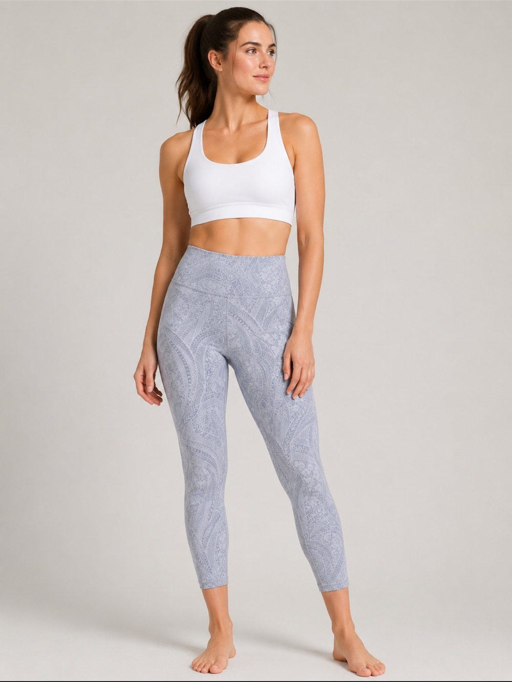 #005 Athleta Elation Textured 7/8 Tight XS Blue Gray Jacquard EUC